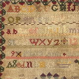 SOLD Mary Ann James' 1860s Sampler in Birds Eye Maple Frame