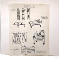 SOLD Furniture Styles Antique to 1950, Interior Design School Portfolio of Drawings