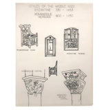 SOLD Furniture Styles Antique to 1950, Interior Design School Portfolio of Drawings