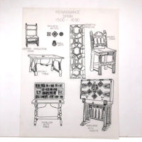 SOLD Furniture Styles Antique to 1950, Interior Design School Portfolio of Drawings