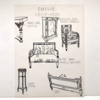 SOLD Furniture Styles Antique to 1950, Interior Design School Portfolio of Drawings