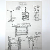 SOLD Furniture Styles Antique to 1950, Interior Design School Portfolio of Drawings