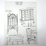 SOLD Furniture Styles Antique to 1950, Interior Design School Portfolio of Drawings