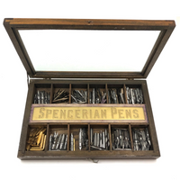 Spencerian Pens: Beautiful Condition Antique Stationer's Pen Nib Case, Chock Full