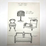 SOLD Furniture Styles Antique to 1950, Interior Design School Portfolio of Drawings