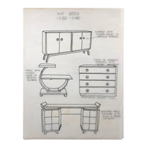 SOLD Furniture Styles Antique to 1950, Interior Design School Portfolio of Drawings