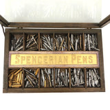 Spencerian Pens: Beautiful Condition Antique Stationer's Pen Nib Case, Chock Full