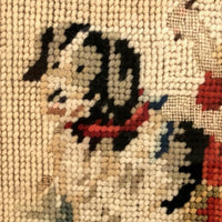 19th Century Needlepoint (with Petit Point) Boy with Dog in Period Frame