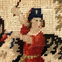 19th Century Needlepoint (with Petit Point) Boy with Dog in Period Frame