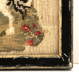 19th Century Needlepoint (with Petit Point) Boy with Dog in Period Frame