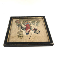 19th Century Needlepoint (with Petit Point) Boy with Dog in Period Frame