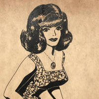 Bill Anthony Mid-Century Ink Drawing: Woman in Gloves and Stockings