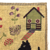 Beth Podlaha's 1939 Needlepoint with Dog and Cat and House and Flowers