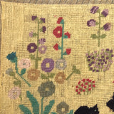 Beth Podlaha's 1939 Needlepoint with Dog and Cat and House and Flowers