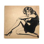 Bill Anthony Mid-Century Ink Drawing: Woman with Watch and Very Long Fingernails