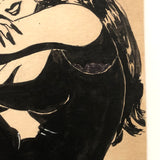 Bill Anthony Mid-Century Ink Drawing: Woman with Watch and Very Long Fingernails