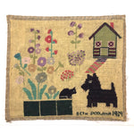 Beth Podlaha's 1939 Needlepoint with Dog and Cat and House and Flowers