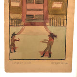 A Street Scene, Arthur Elwain's Marvelously Expressive School Watercolor