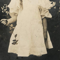 Girl with Rose, Huge Bow and Excellent Smile, 1909 RPPC (with Flag Cancellation)