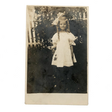 Girl with Rose, Huge Bow and Excellent Smile, 1909 RPPC (with Flag Cancellation)