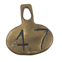 Old Brass Double-sided "47" Livestock Ear Tag