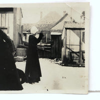 Strange Posture, Curious Gesture, Antique Snapshot of Women in Long Coats and Bonnets