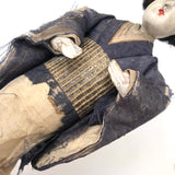 Delicate Antique Carved Wooden Japanese Doll with Silk and Paper Kimona