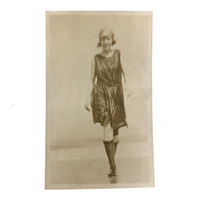 Atmospheric 1910s-20s Snapshot of Beauty at Beach