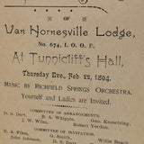 1894 Van Hornesville, NY  First Annual Odd Fellows Ball Invitation