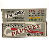 Best Graphics Pair of Scarce c. 1940s Dixon Paperex Pencil Boxes, Red and Black, Partially Full