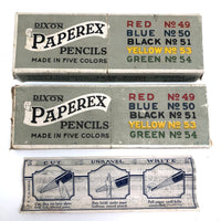 Best Graphics Pair of Scarce c. 1940s Dixon Paperex Pencil Boxes, Red and Black, Partially Full