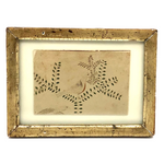 Birds and Branches, Delicate 19th C. Pen and Ink Drawing in Period Frame