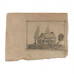 Tiny House, 19th C. Naive Graphite Drawing