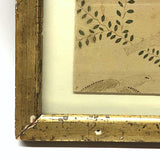 Birds and Branches, Delicate 19th C. Pen and Ink Drawing in Period Frame