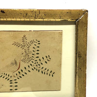 Birds and Branches, Delicate 19th C. Pen and Ink Drawing in Period Frame