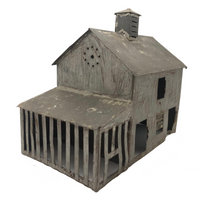 Old Scratch Made Folk Art Tin Barn with Slatted Animal Pen