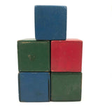 Nice Old Painted Wood Rattle Blocks - Five Blocks, Five Different Rattles