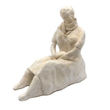 Seated Woman with Scarf, Vintage Amateur Clay Sculpture