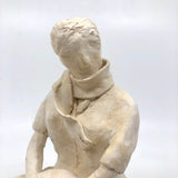 Seated Woman with Scarf, Vintage Amateur Clay Sculpture