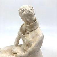 Seated Woman with Scarf, Vintage Amateur Clay Sculpture