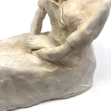 Seated Woman with Scarf, Vintage Amateur Clay Sculpture