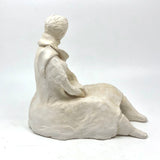 Seated Woman with Scarf, Vintage Amateur Clay Sculpture