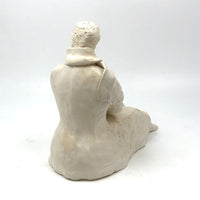 Seated Woman with Scarf, Vintage Amateur Clay Sculpture