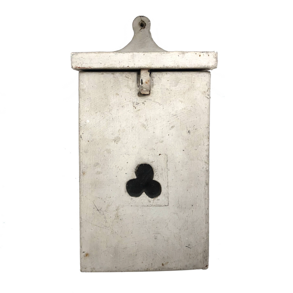 Sweet Old Folk Art Hanging Mailbox with Three Leaf Clover Window