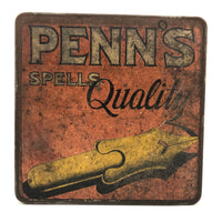 Penn's Spells Quality, c. 1920s Penn's Tobacco Tin with Good Graphics