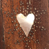 Wonderful Little 1850 Slide Lid Snuff Box with Mother of Pearl Heart and Brass Nails Decoration