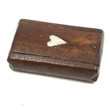 Wonderful Little 1850 Slide Lid Snuff Box with Mother of Pearl Heart and Brass Nails Decoration