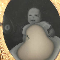 Strange Inner Glow: Evocatively Degraded  Ninth Plate Ruby Ambrotype of Baby