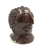 Vintage Brown Glazed Clay Head (MLK)