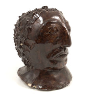 Vintage Brown Glazed Clay Head (MLK)